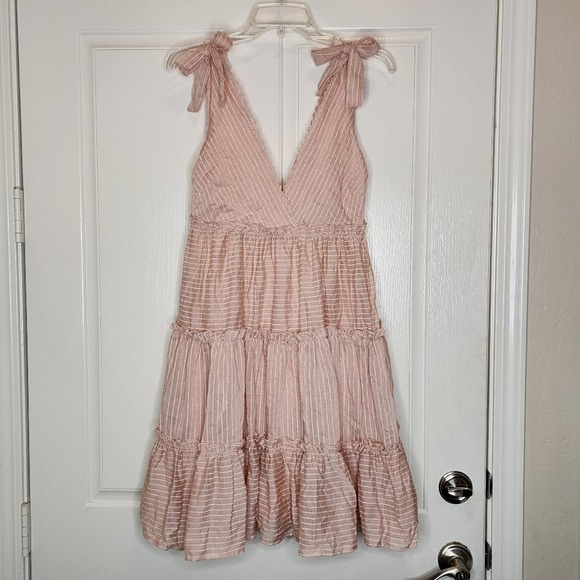 Lulu's blush pink tie strap tiered babydoll dress, small, NWT - Picture 3 of 10